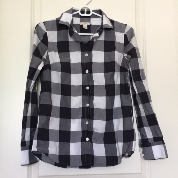 J. Crew Tops - [J. Crew] Navy and White Checkered Button Down